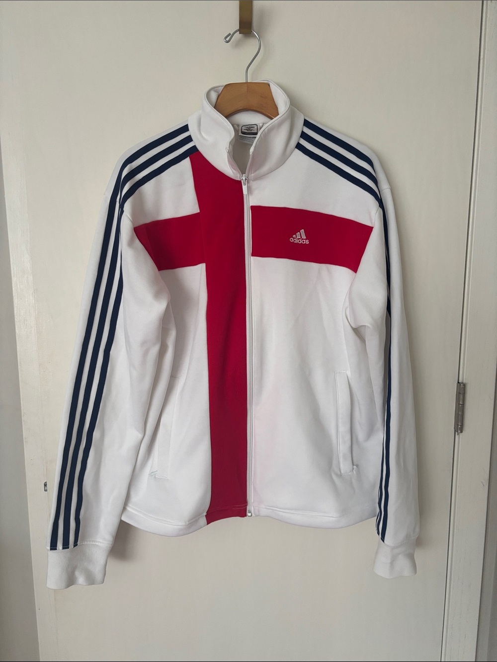 RARE 2006 World Cup England soccer adidas White Jacket with Red Cross and Navy